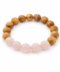 Armband mit Rosenquarz & Palo Santo Holzperlen